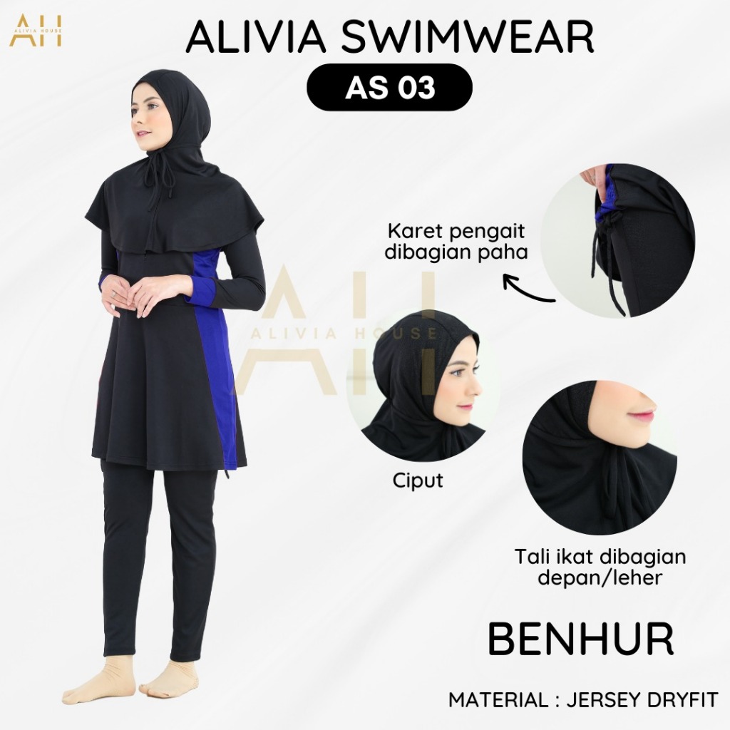 Alivia Swimwear AS03 - Baju renang muslimah dewasa wanita muslim perempuan remaja swimwear hijab Image 2