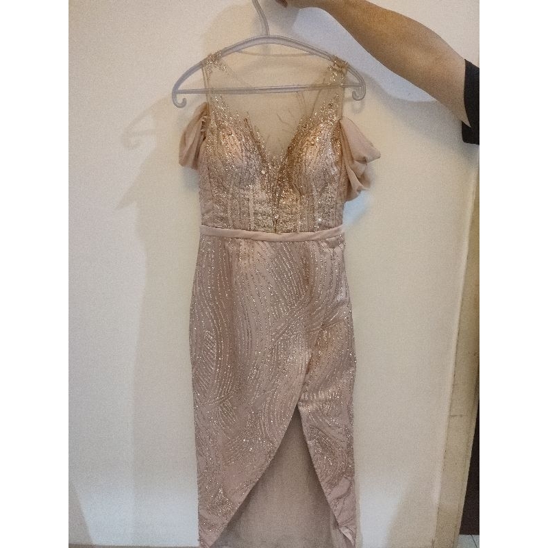 Gaun Pesta preloved Rose Gold Payet