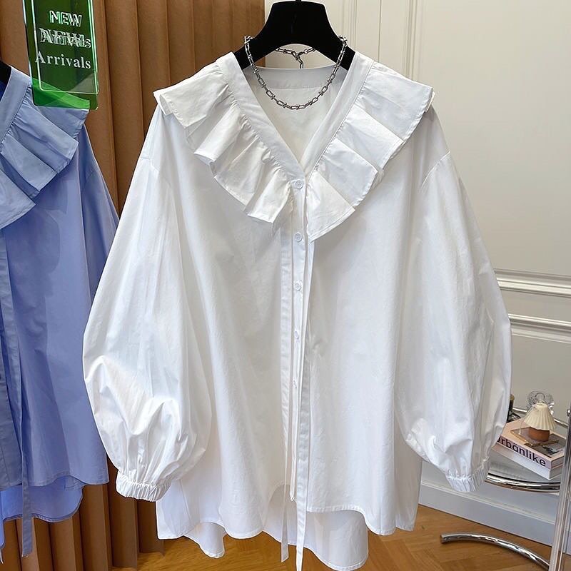 Blouse V bahan Linen Rami Atasan Blouse Wanita Terbaru 2023 Kekinian Shirt Korea Style Blus Wanita