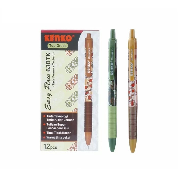 

[ PACK ] Pulpen / Ballpoint 0.5 mm - Kenko Easy Flow 63 Batik MURAH