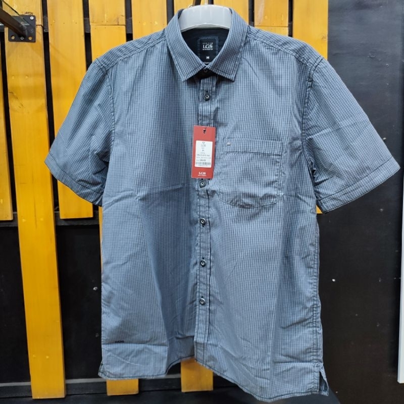 LGS ORIGINAL 002 Atasan Pria Kemeja Motif Lengan Pendek