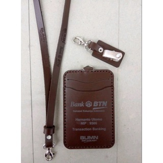 

Id Card Holder Kulit Asli Custom, Name Tag Id Card Kulit Custom Nama