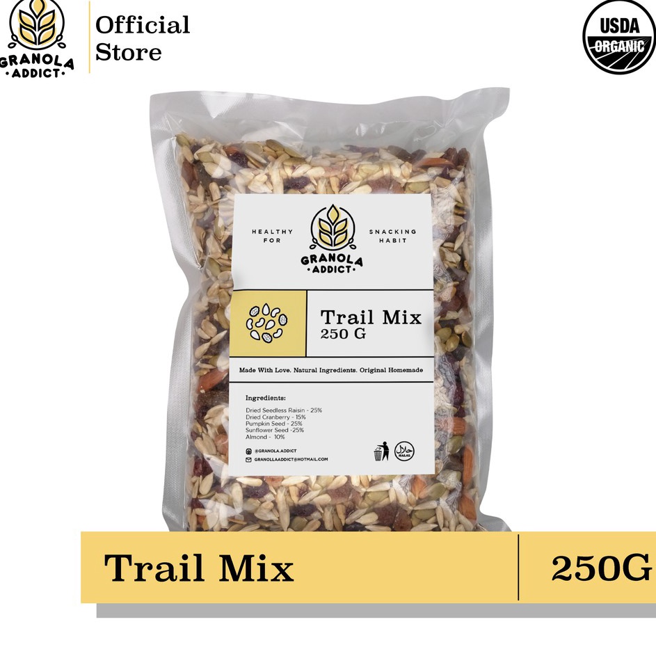 

[KODE S6ZAP] Granola Addict - Trail Mix (Sunflower, Pumpkin Seeds, Almond, Raisin, Cranberry) 250G