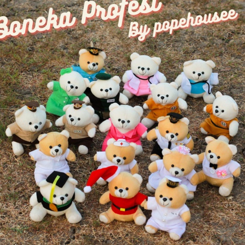 [KODE 7B8IE] BONEKA PROFESI BERUANG SIZE 15CM TNI PERAWAT POLISI WISUDA PERAWAT WEDDING GURU PERSIT 