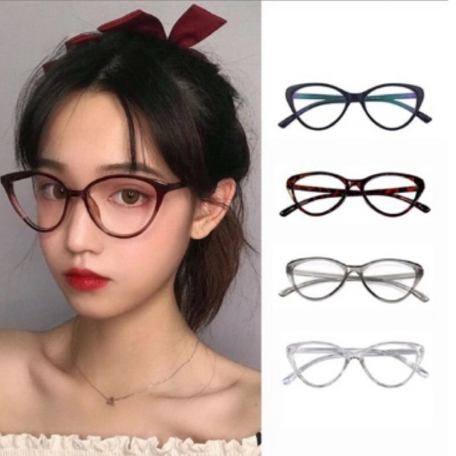 Kacamata Korea Wanita Kacamata Anti Radiasi Fashion Cat Eye retro flat Eyeglasses