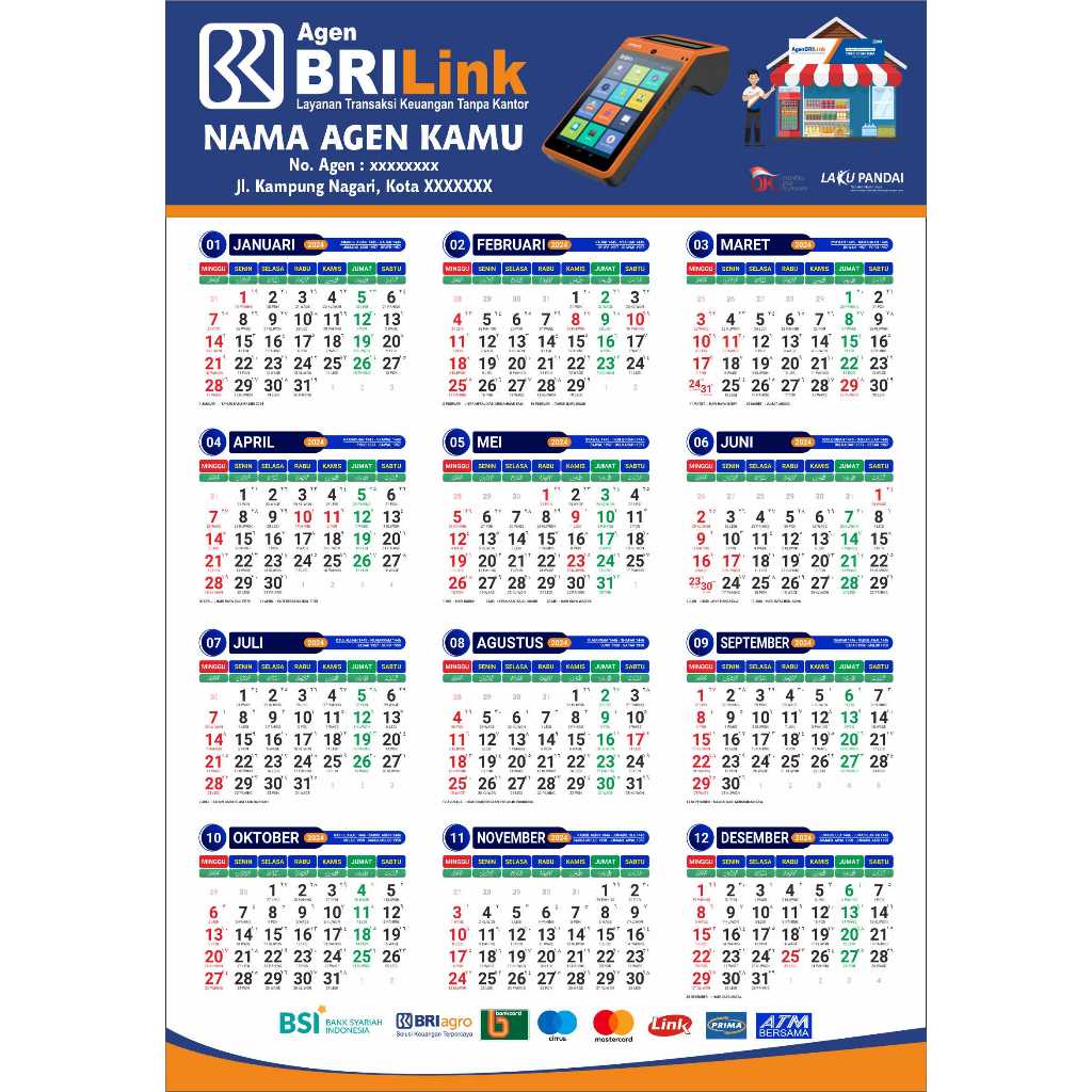 STIKER VINYL KALENDER AGEN BRILINK KARTON / STIKER TEMPEL ( CUSTOM NAMA KONTER )