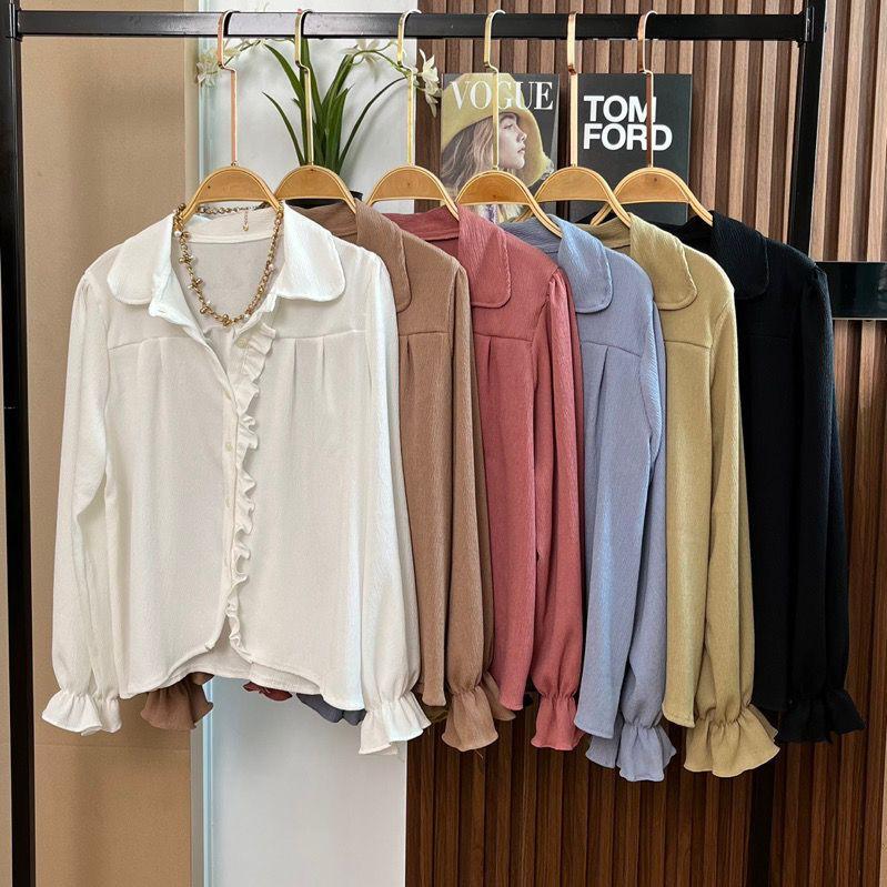 KEMEJA WANITA CRINKLE AIR FLOW PREMIUM TERBARU / ATASAN WANITA KEKINIAN / BAJU WANITA BAHAN CRINKLE 