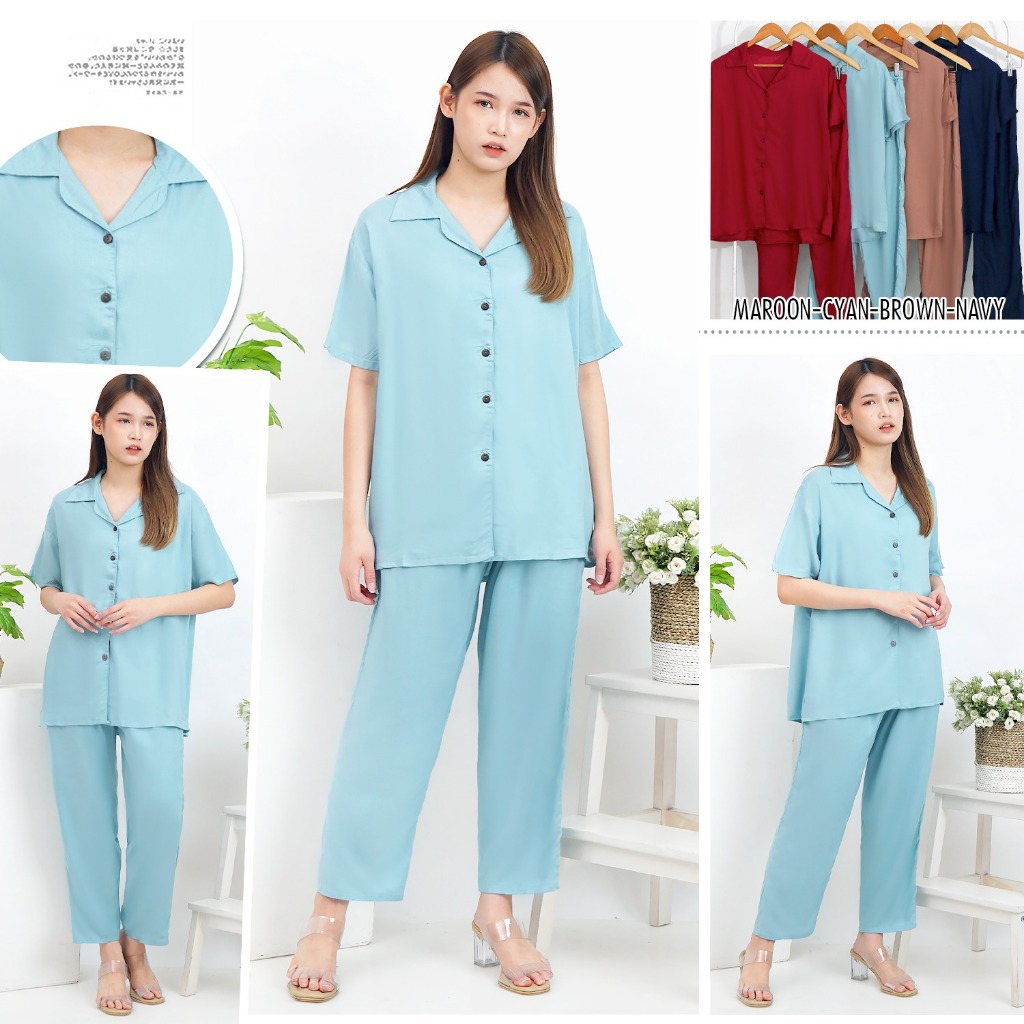 Piyama Polos / Piyama One Set / Baju Tidur Set Wanita Pria / Baju Dewasa Wanita / Piyama Korea