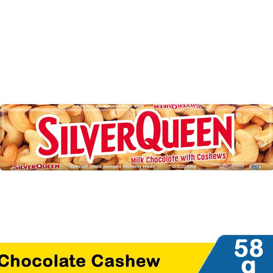 

[KODE PRODUK YZSNA6377] Silverqueen Cokelat Almond Cashew 58 Gram SILVERQUEEN MILK CHOCOLATE ORIGINAL Silver Queen