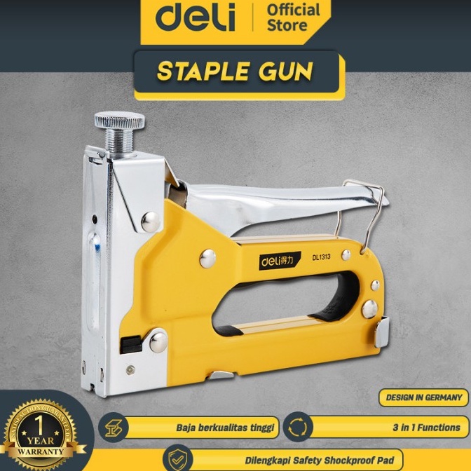 

L44ris Deli Staple Gun/Staples Tembak 3 in 1 Chromium molybdenum Bisa 3 Jenis Staples EDL1313 /Alat Perkakas [114]