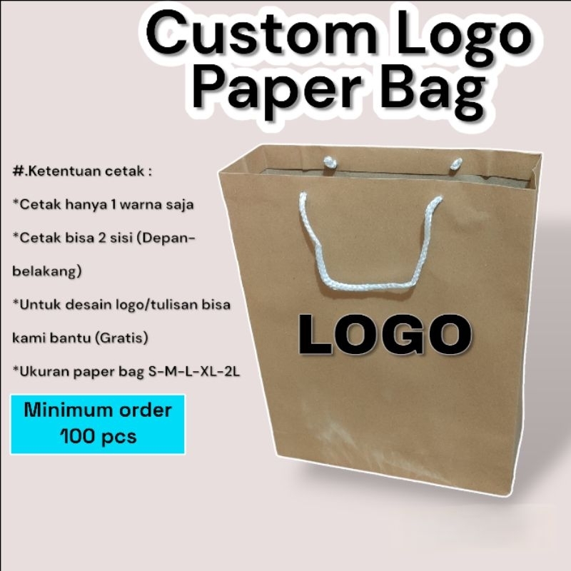 

Custom Logo Paper Bag Cetak Sablon/offset printing 4 warna (full colour)