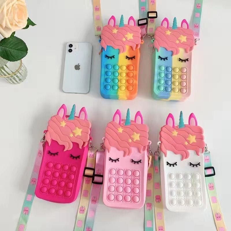 Tas selempang unicorn pop it jumbo muat hp