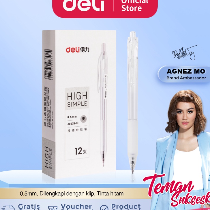

Harga Termurah Deli Gel Pen Pulpen Gel Retractable Tinta Hitam 0.5mm A057B-01 12 pcs