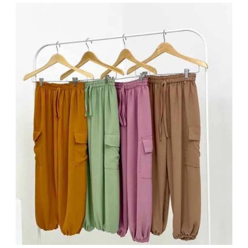 CELANA JOGER CARGO PANTS CRINKLE | CARGO JOGER PANTS | CELANA JOGER CARGO