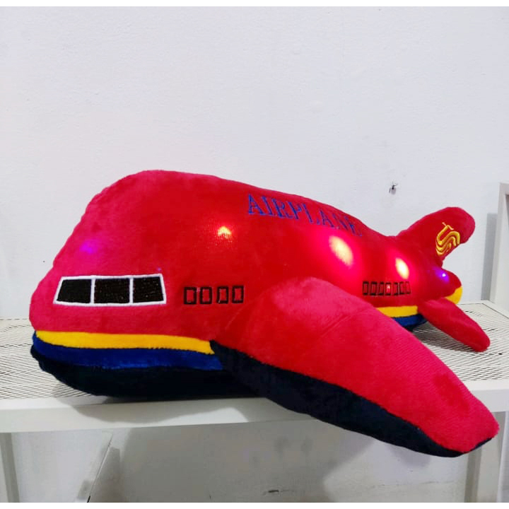BONEKA PESAWAT LED PLACE MENYALA LAMPU PANJANG 40CM BERLABEL SNI / BONEKA ANAK PESAWAT BISA MENYALA 