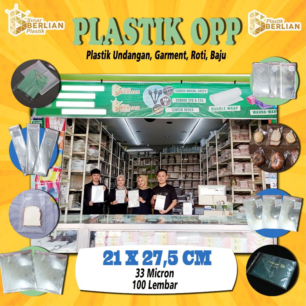 

21 x 27,5 cm Plastik OPP TEBAL (100 lbr) (lem/seal)