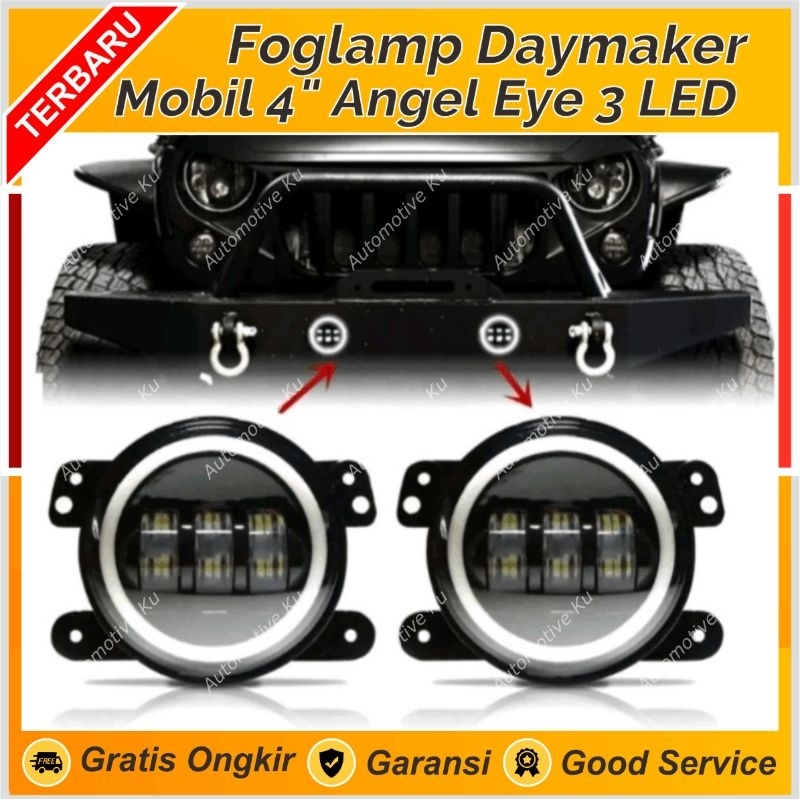 LAMPU FOGLAMP DAYMAKER CWL 3 MATA ANGEL EYE 2 FUNGSI 2 WARNA DRL KOTA + SEN ( SIGN / RITING / RETING