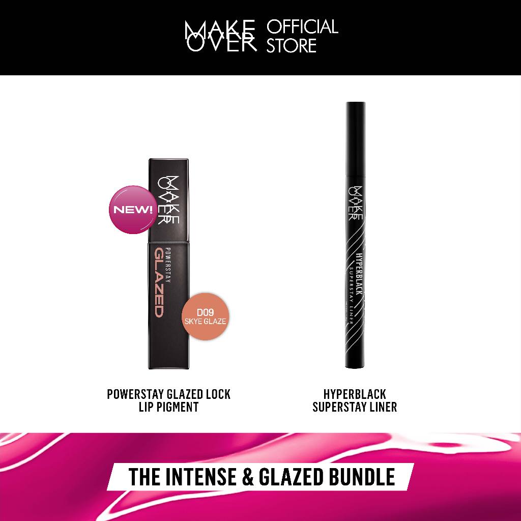 [200K GET 2] Make Over Glazed Lock + Hyperblack : The Iconic Bundle  - Paket Lips dan Eyeliner