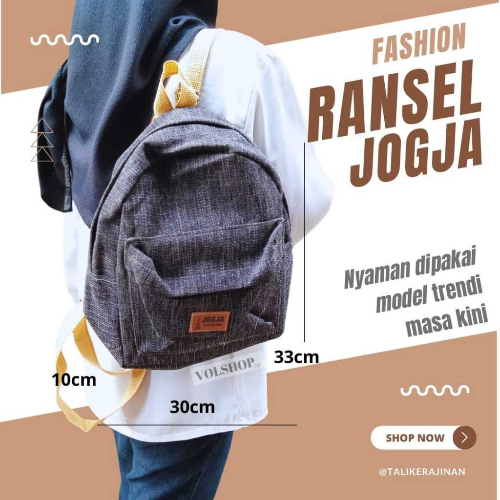 TAS RANSEL WANITA BACKPACK JOGJA LOCAL PRIDE TAS KULIAN TAS ANAK SEKOLAH POLOS