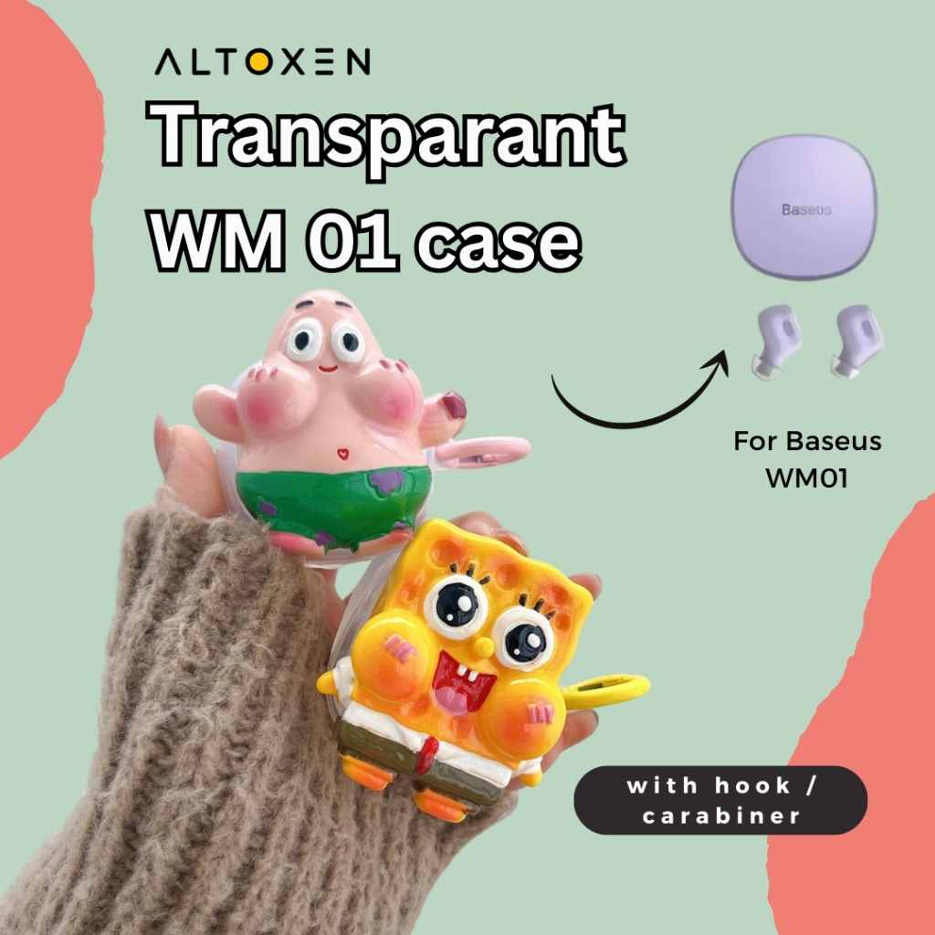 Case Baseus WM01 Casing Cover Transparan TWS Protection Free Gantungan