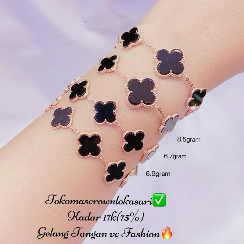 GELANG TANGAN VC HITAM EMAS ASLI ITALY GOLD 17k