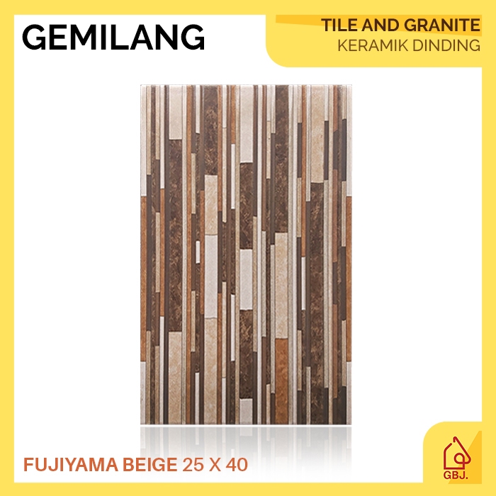 KERAMIK GEMILANG 25 X 40 FUJIYAMA BEIGE / KERAMIK DINDING TIMBUL MOTIF BATU ALAM