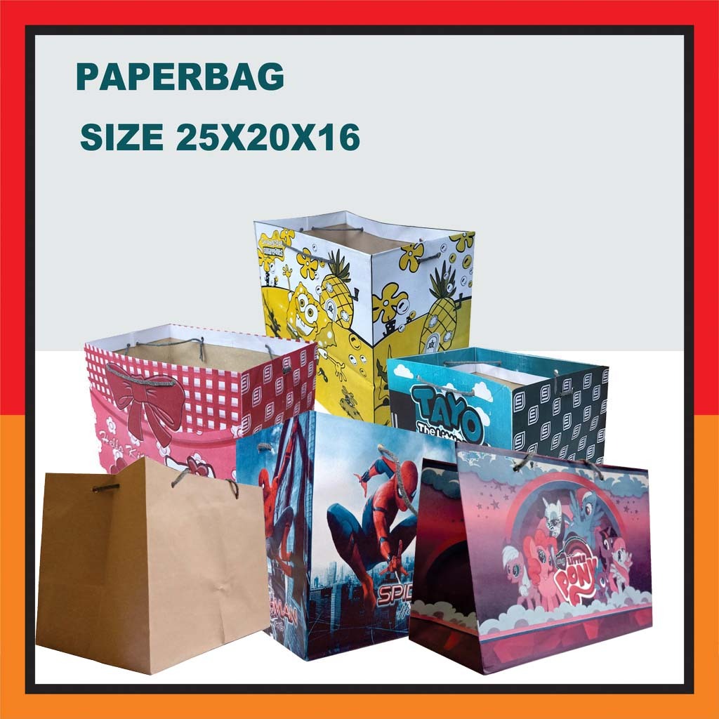 

Paper Bag 26X16X20 Cm (PAKET 12 PCS) / Tas Kertas / Tas Kado/ Tas Souvenir Ulang Tahun