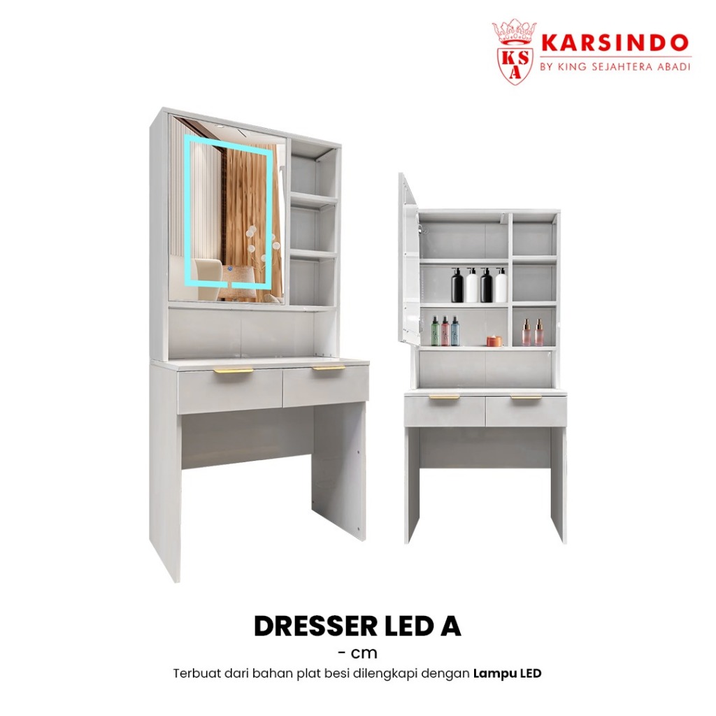 meja rias LED A / meja rias plat besi