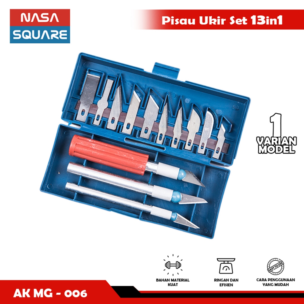 13 pcs Pisau Ukir & Refill / Pisau Sayat Bonsai Kelapa Set - NASA SQUARE