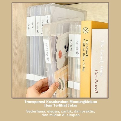 PPG - Kotak Penyimpanan File A4 A5 Clear Folder Kotak Penyimpanan Plastik Transparan
