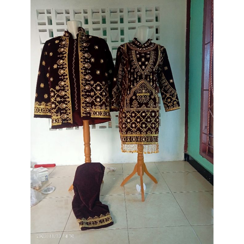baju pengantin palembang motif bordir