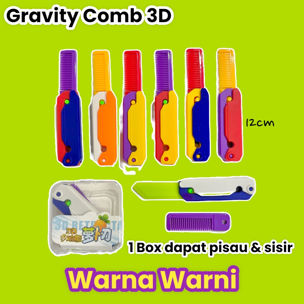 Mainan Sisir Comb Gravity Knife 3D Printing Carrot Fidget Toys Original Box Gravity Knife 3D Printin