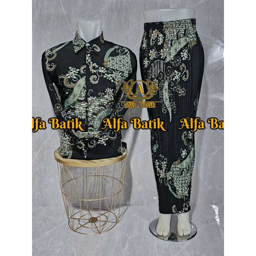 Alfa Batik - Set Batik / Couple Batik Premium / Couple Rok Plisket / Couple Batik Terlaris / Couple 