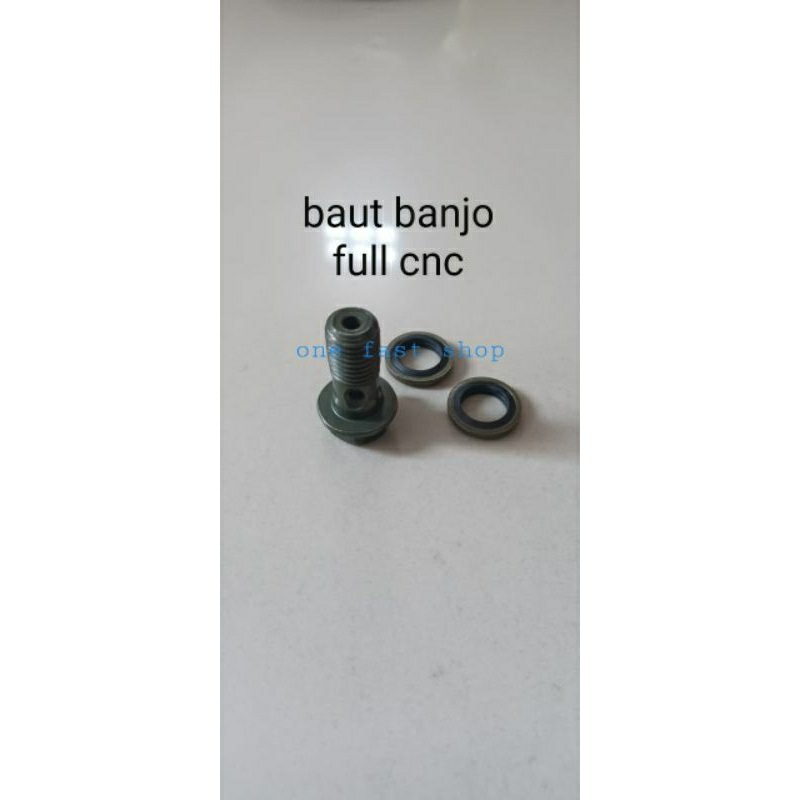 Baut banjo selang minyak master rem dan kaliper plus ring shield 2pcs drat kasar full cnc