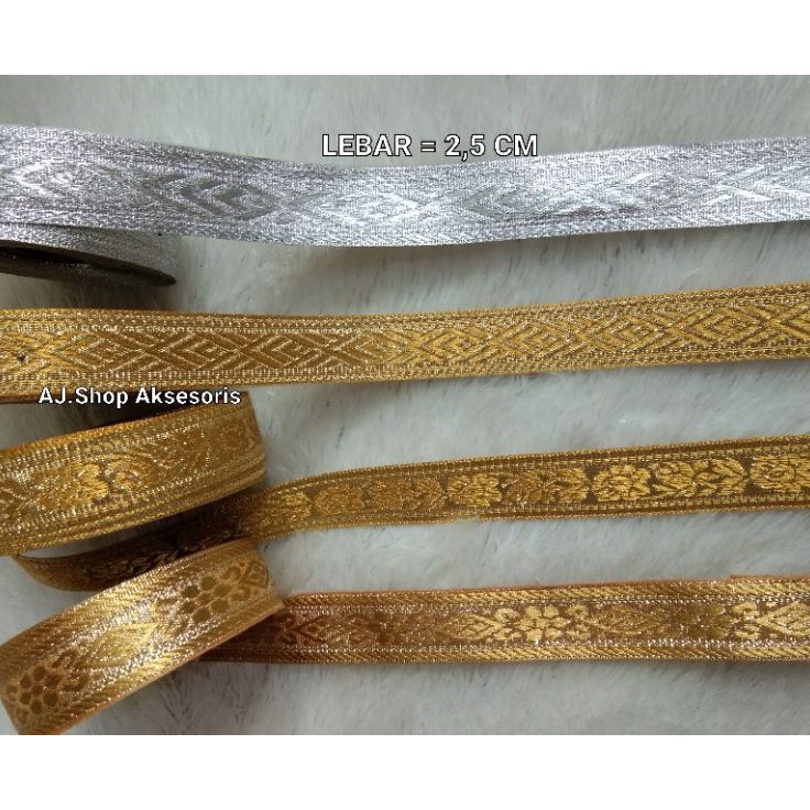 MPYP9314 [PROMO SALE] PITA RENDA GAMIS EMAS PERAK / PITA RENDA BORDIR GOLD SILVER LEBAR 2 CM/ 2,5 CM