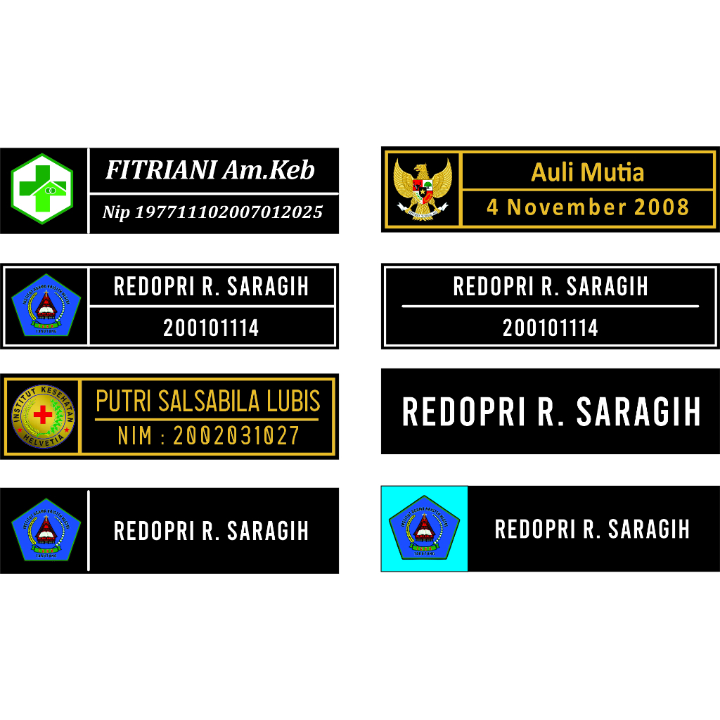 

Papan nama Name Tag Custom Peniti Murah Medan
