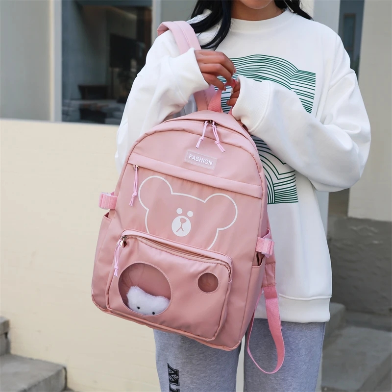 Tas Sekolah Beruang Kartun Tas Ransel Wanita Ransel Kapasitas Besar Tahan Air Ransel Cewek Ransel Le