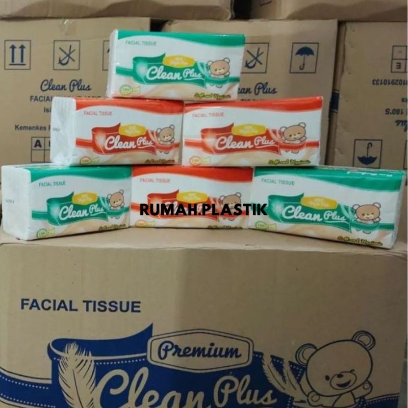 Tissue Clean Plus Softpack Facial Tissue 180 Sheets - 2 Ply [1 Karton/60 Pcs]