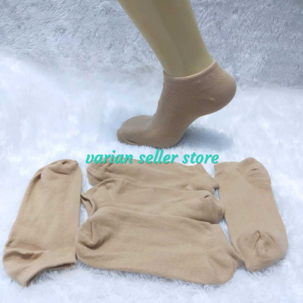 12 Pasang kaos kaki mata kaki wanita pendek warna cream kulit