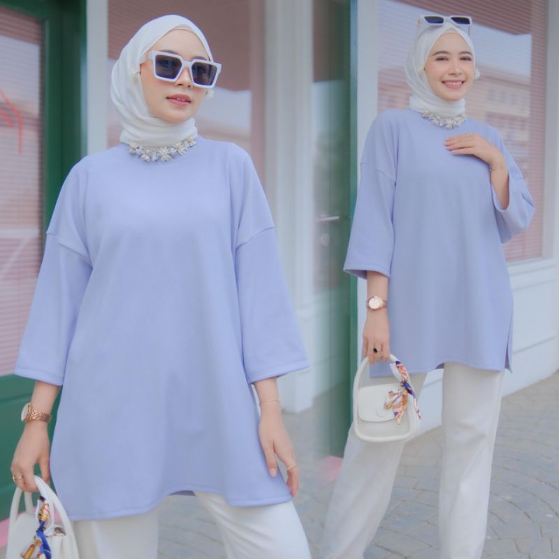 TUNIK KAOS ASTER POLOS / TUNIK OVERSIZED FIT TO JUMBO / TUNIK KAOS POLOS