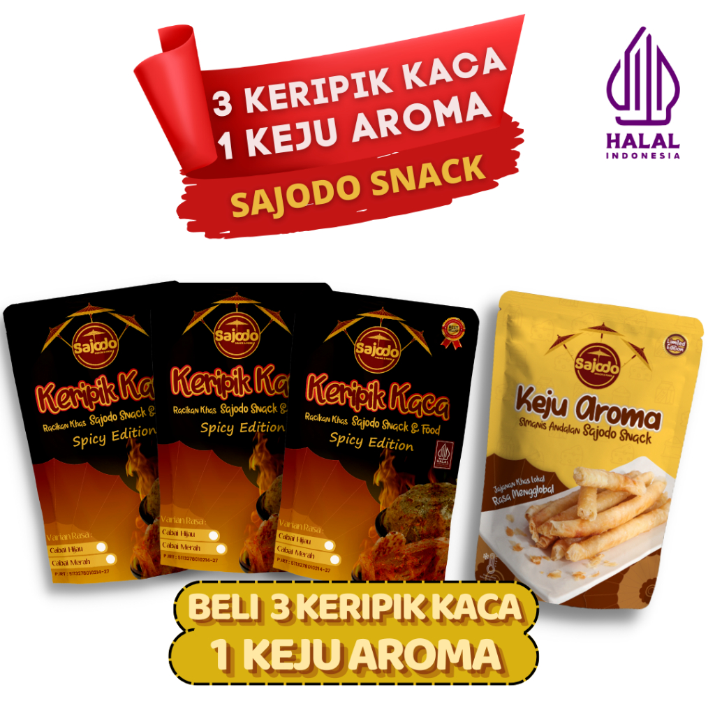 

SAJODO - 3 KERIPIK KACA 100 Gram, FREE KEJU AROMA 185 Gram