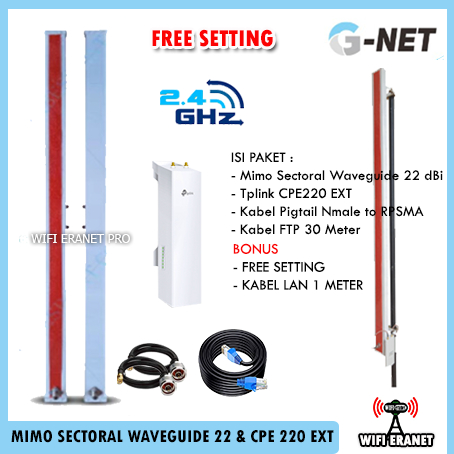 Antena wifi outdoor / Paket Wifi MIMO Sectoral Waveguide 22 dBi 2.4 Ghz 180 & TP LINK CPE220 EXT