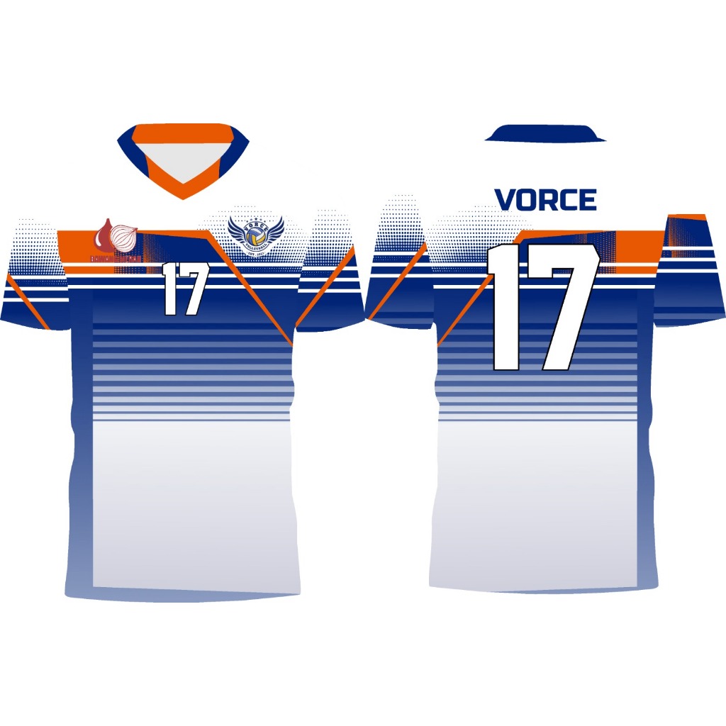Jersey Voli/Volly Putih Navy (Vorce) Free Nameset dan Logo