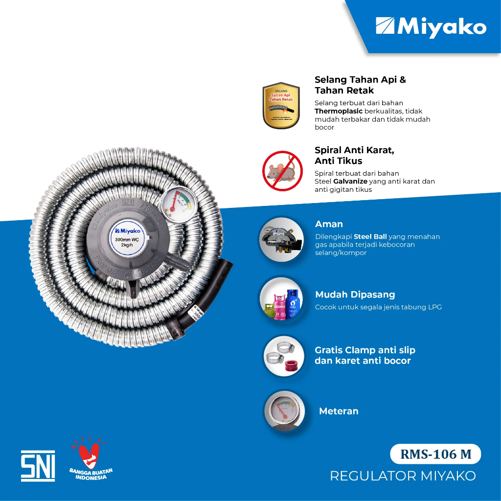 Regulator Selang Gas Miyako RMS106M [1.8M]