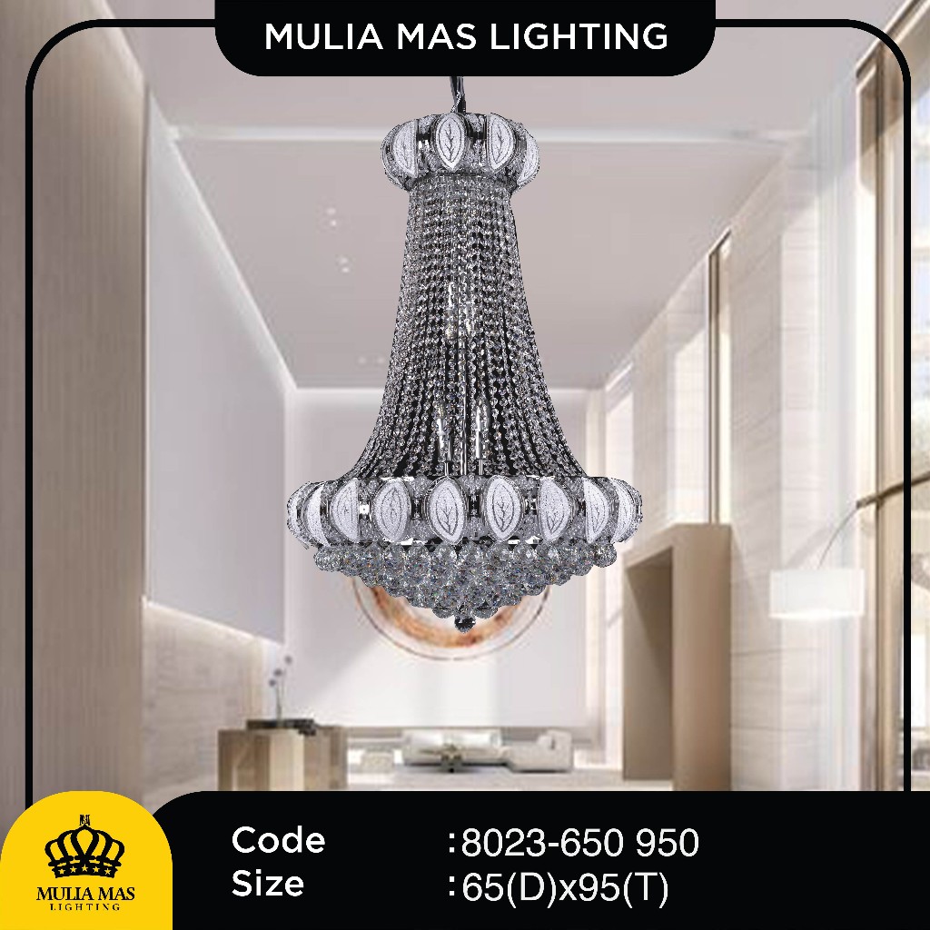Lampu Gantung Model Crystal List Daun Hias Ruang Tamu 8023