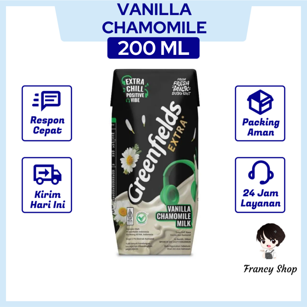

Susu UHT Greenfields Vanilla Chamomile 200 ml