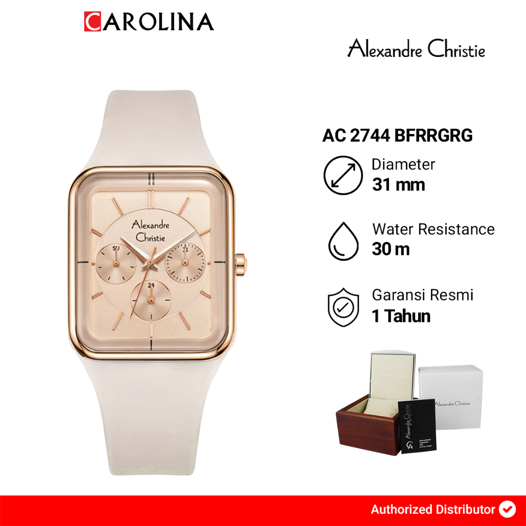 Jam Tangan Wanita Alexandre Christie Multifunction AC 2744 BFRRGRG Rose Gold Dial Rose Gold Rubber S