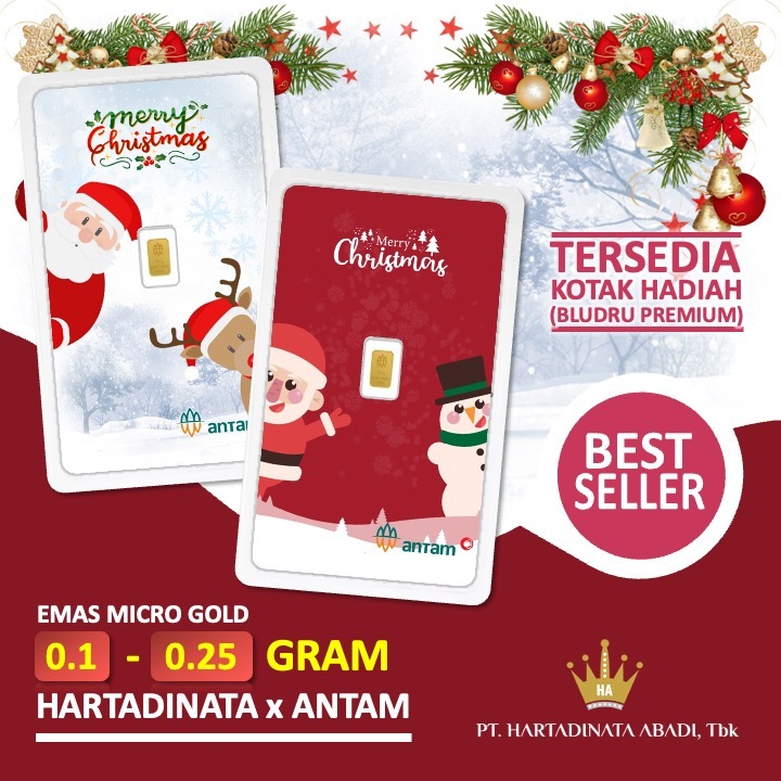 LM Logam Mulia Emas Hartadinata x Antam 0.1 - 0.25 gram 0,1 - 0,25 gr Kado Natal Merry Christmas Gif