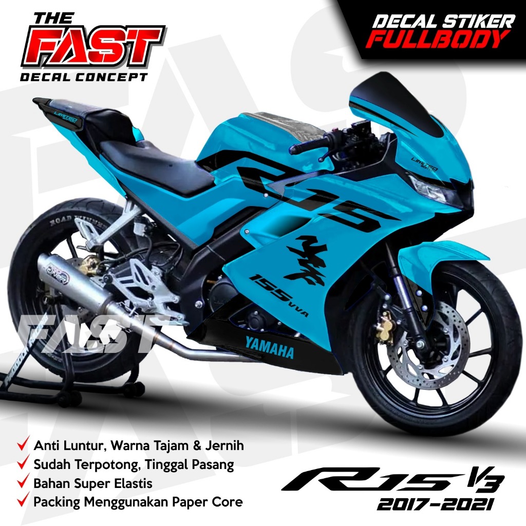 ⭐⭐⭐⭐⭐ BISA COD Decal Stiker R15 v3 Fullbody Stiker R15 Decal R15v3 motif simple keten Racing stripin