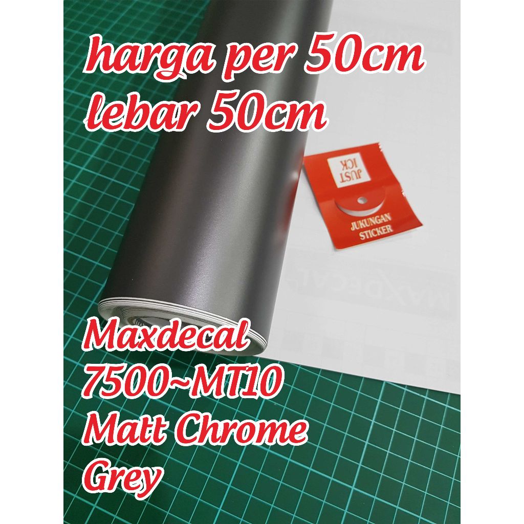 Stiker Max decal Matte Chrome - Sticker Vinyl Maxdecal Matt Chrome Grey - per 50cm lebar 50cm